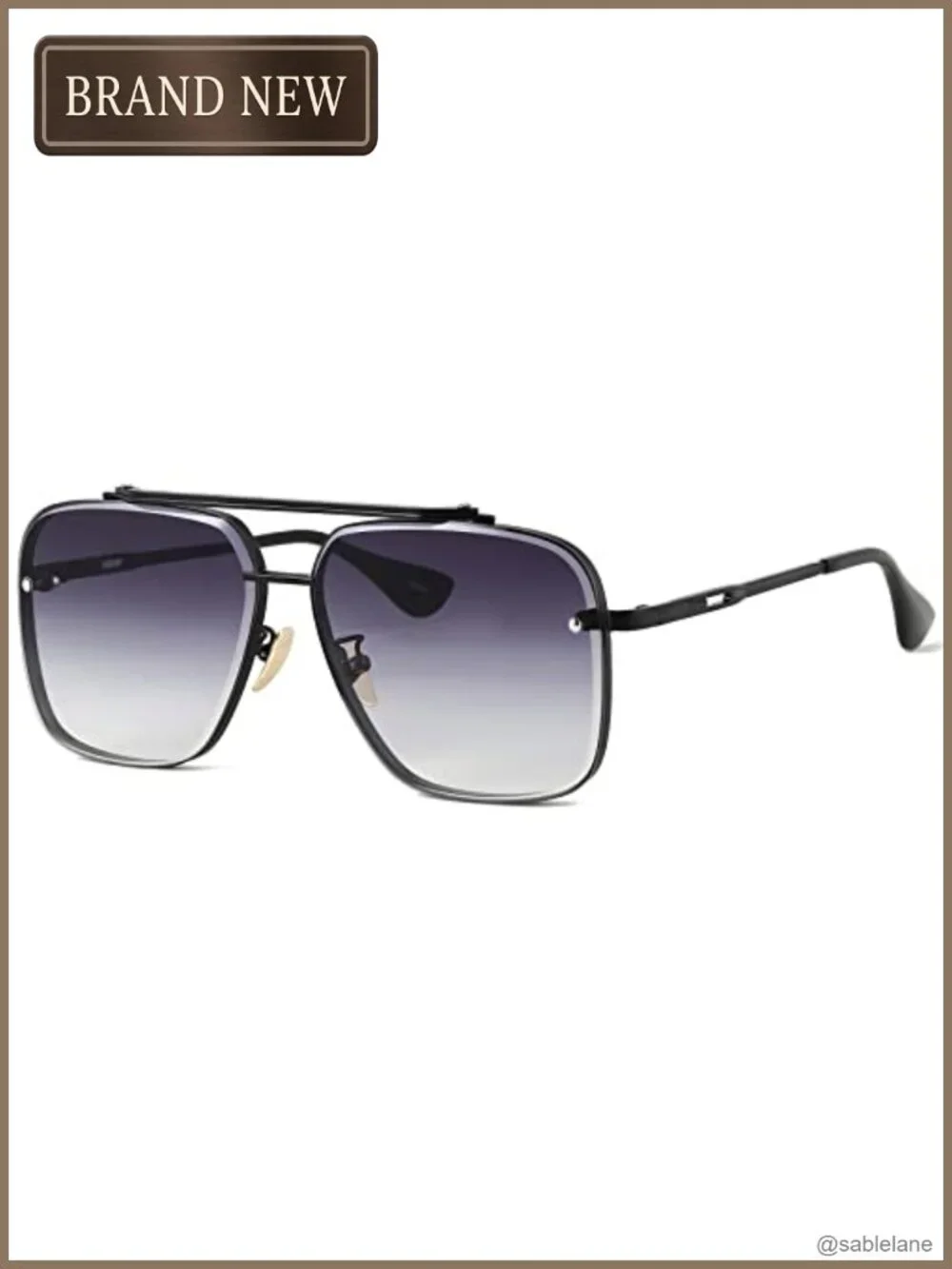 Oversized Square Aviator Sunglasses Metal Frame Gradient Lens UV400